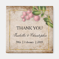 Vintage Pink Berries Wedding Thank You