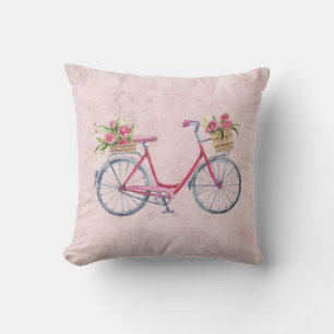 Vintage Pink Bicycle Cushion