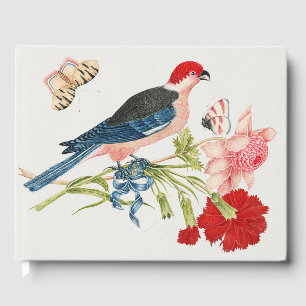 Vintage Pink Bird Butterfly Floral Art Print Guest Book
