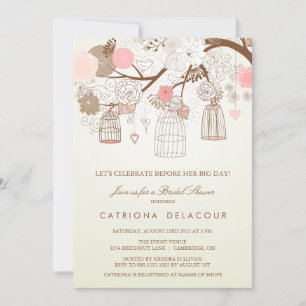 VINTAGE PINK BIRDCAGES BRIDAL SHOWER INVITATION