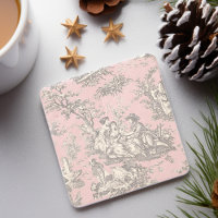 Vintage Pink Black Toile de Jouy Art