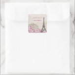 Vintage Pink Blossoms Paris Eiffel Tower Wedding  Square Sticker<br><div class="desc">Vintage Pink Blossoms Paris Eiffel Tower Wedding Square Sticker.</div>