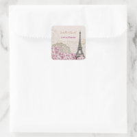 Vintage Pink Blossoms Paris Eiffel Tower Wedding
