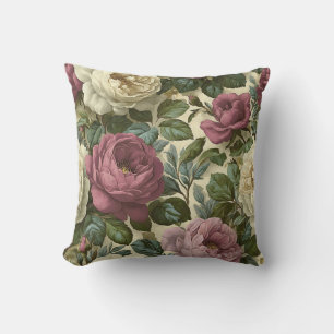 Vintage Pink Botanical Romantic Chic Floral Cushion