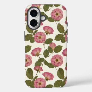 Vintage Pink Botanical Rose–Romantic Pressed iPhone 16 Case