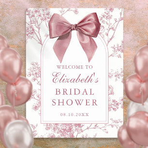 Vintage Pink Bow Bridal Shower Welcome Sign