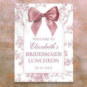 Vintage Pink Bow Bridesmaids Luncheon Welcome Sign