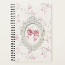 Vintage Pink Bow & Floral Frame Notebook