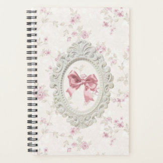 Vintage Pink Bow & Floral Frame Notebook Planner
