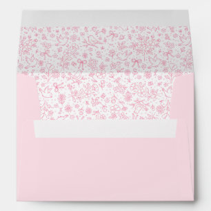Vintage Pink Bow Floral Toile Elegant Cottagecore Envelope