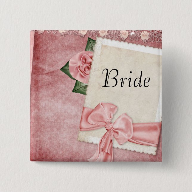 Vintage Pink Bride Button (Front)