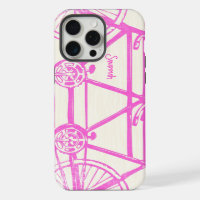 Vintage Pink Bright Colours Bike Pattern Iphone