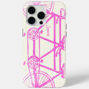 Vintage Pink Bright Colours Bike Pattern Iphone iPhone 15 Pro Max Case