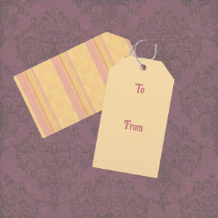 Vintage Pink Buttery White Antique Damask Stripe Gift Tags