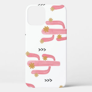 Vintage Pink Cactus Watercolor Pattern iPhone 12 Case