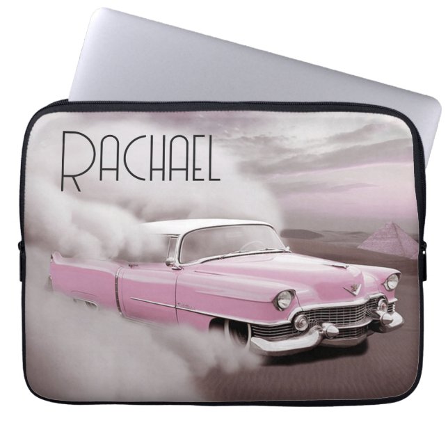 Vintage Pink Cadillac  Laptop Sleeve (Front)