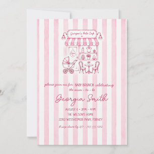 Vintage Pink Café Baby Girl Baby Shower Invitation