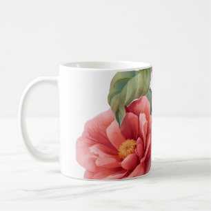 Vintage Pink Camellia Botanical Art Mug 