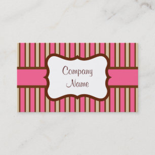 Vintage Pink Candy Stripes Business Card