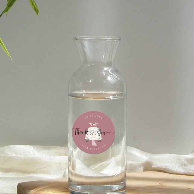 Vintage Pink car wedding  Classic Round Sticker (Creator Uploaded)