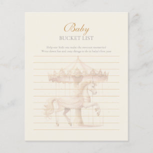 Vintage Pink Carousel Horse Watercolor Bucket List