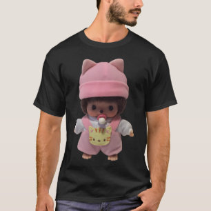 Vintage Pink Cat Outfit Monchhichi Doll Sticker T-Shirt
