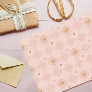 Vintage Pink Checkerboard & Playing Card Suits Tissue Paper