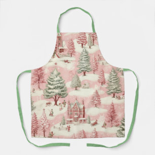 Vintage Pink Christmas Apron