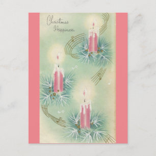 Vintage Pink Christmas Happiness Holiday Postcard