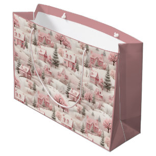 Vintage Pink Christmas  Large Gift Bag
