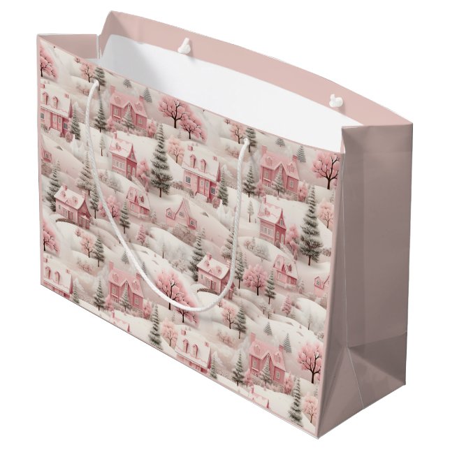 Vintage Pink Christmas  Large Gift Bag (Back Angled)