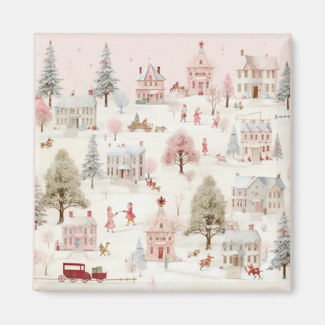 Vintage Pink Christmas  Magnet (Front)