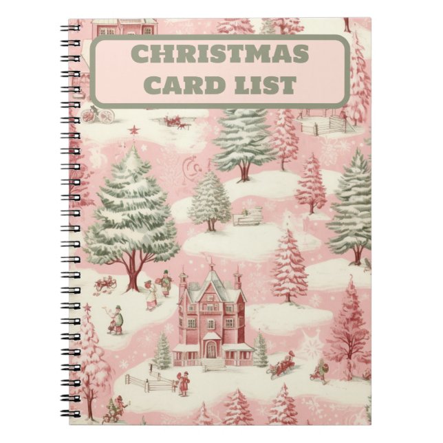 Vintage Pink Christmas  Notebook (Front)