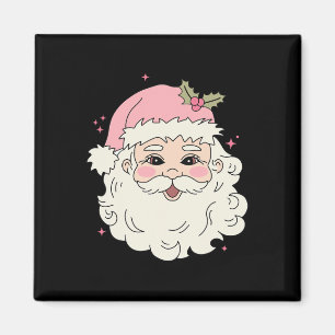 Vintage Pink Christmas Santa Claus Merry Xmas Wome Magnet