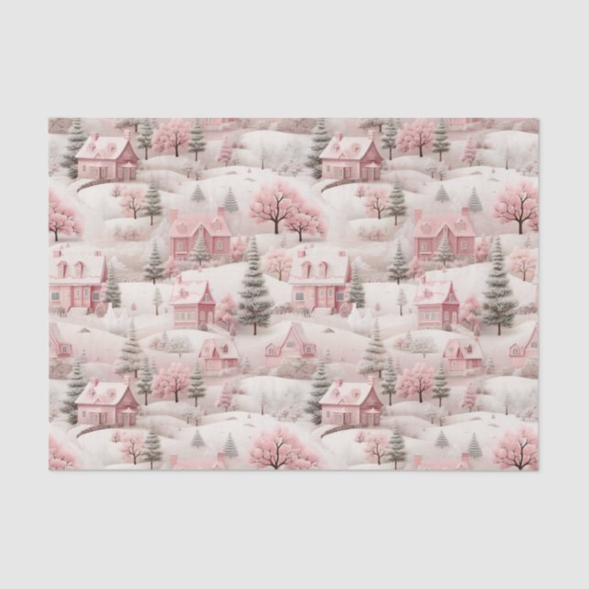 Vintage Pink Christmas  Tissue Paper (Front)