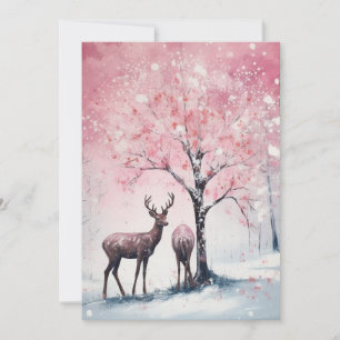 Vintage Pink Christmas Tree Greeting Card