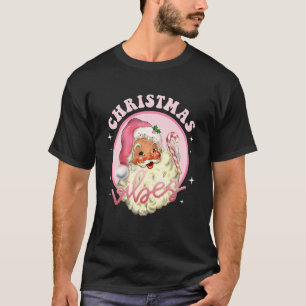 Vintage Pink Christmas Vibes Pink Santa Claus T-Shirt