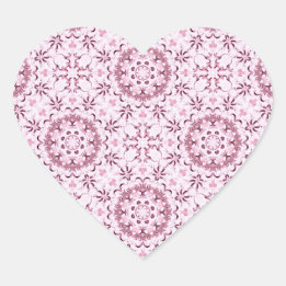 Vintage Pink Circle Pattern Romantic Heart Sticker