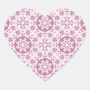 Vintage Pink Circle Pattern Romantic Heart Sticker