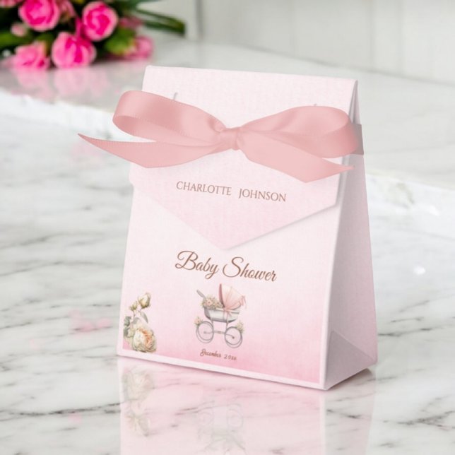 Vintage Pink Classic Girl Baby Shower Favour Box (Creator Uploaded)