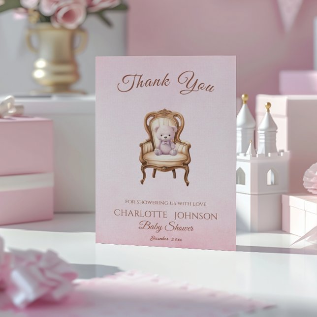 Vintage Pink Classic Girl Baby Shower Thank You (Creator Uploaded)