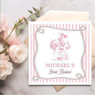 Vintage Pink Cowgirl 1st Birthday Party Napkin