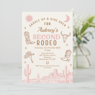 Vintage Pink Cowgirl First Rodeo 2nd Birthday Invitation