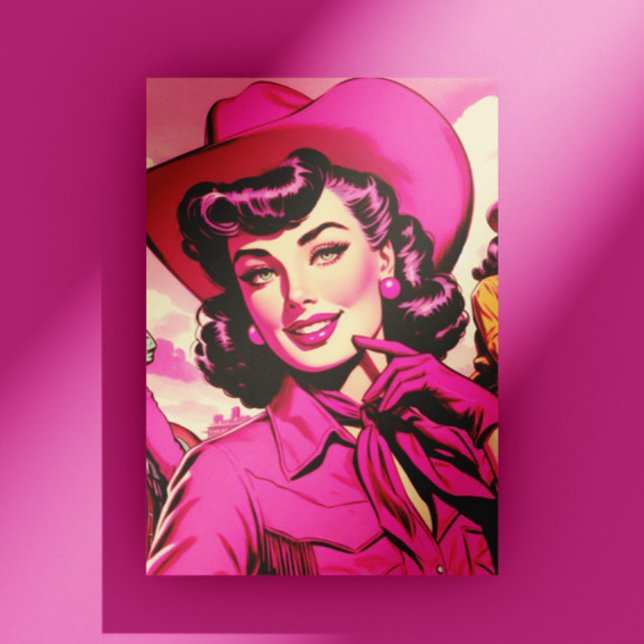 Vintage Pink Cowgirl Pin-up Postcard (Creator Uploaded)