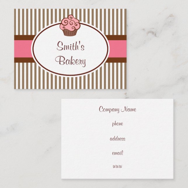 Vintage Pink Cupcake Business Card (Front/Back)