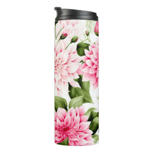 vintage Pink Dahlias Floral Pattern  Thermal Tumbler