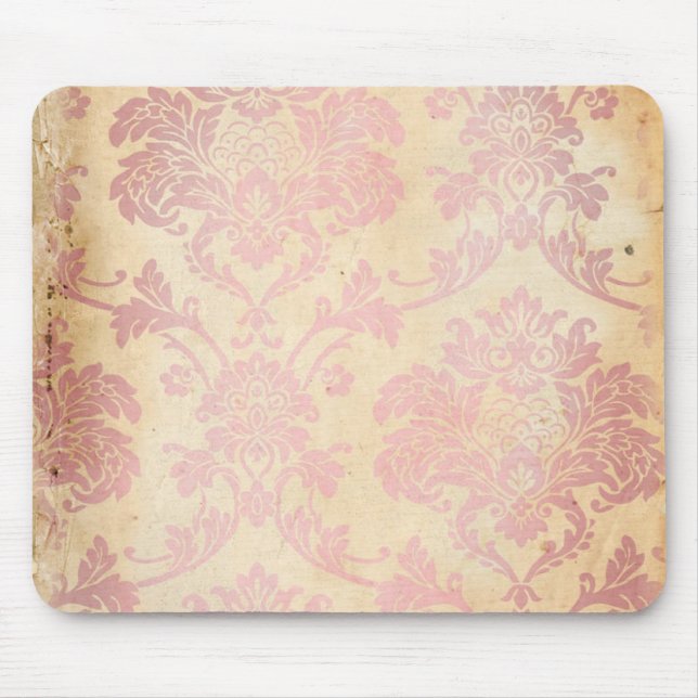 Vintage Pink Damask Mouse Pad (Front)