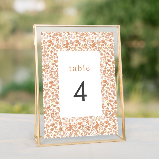 Vintage Pink Ditzy Floral Wedding Table Numbers (Pink watercolor ditzy floral wedding suite elegant table number sign.)