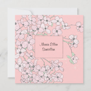 Vintage Pink Dogwood Baby Shower Invitation