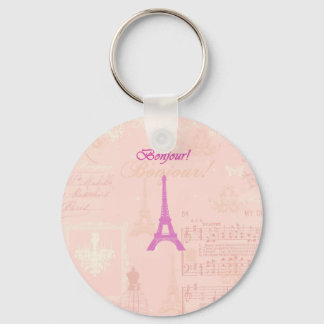 Vintage Pink Eiffel Tower Key Ring